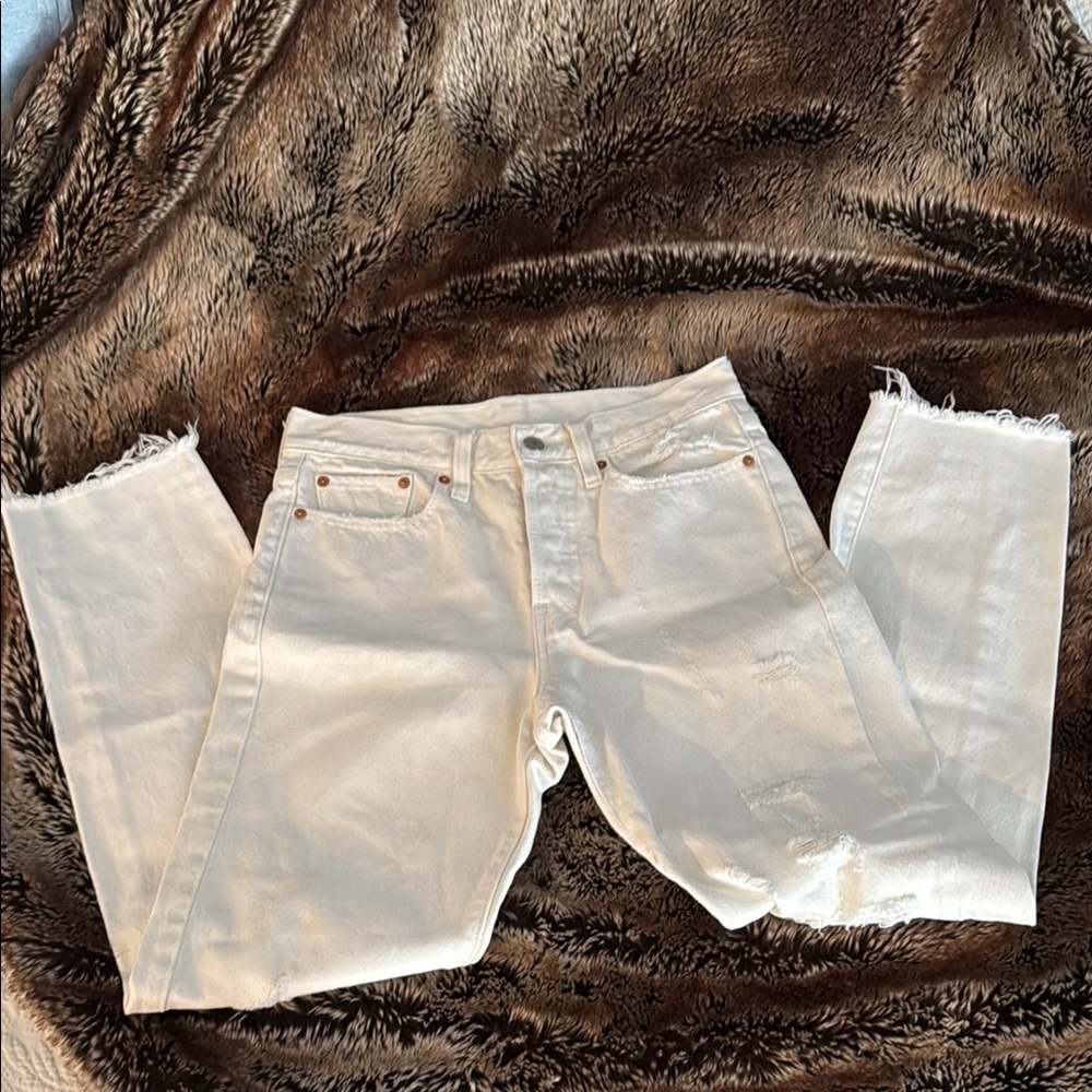 Women's White Distressed Jeans